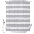thumbnail image 1 of Polyester Fabric Grey Stripe Shower Curtain, Modern Simple Geometric White Striped Waterproof Bathtub Curtain Bathroom Decor Set with Hooks 72 x 84 Inches, 1 of 6