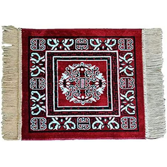 Polyester Fabric Maroon Meditation Prayer Mat (Approx. 18 x 18 Inch) Multi-Purpose Meditation Mat/Rug, Religious Spiritual Items, Home Aasan/Yoga/Meditation