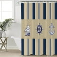 thumbnail image 1 of Polyester Fabric Nautical Shower Curtain, Navy Blue Brown Ocean Coastal Rudder Anchor, Waterproof Bathtub Curtain Bathroom Decor Set with Hooks 72 x 78 Inches,, 1 of 6