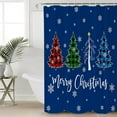 thumbnail image 1 of Polyester Fabric Navy Blue Christmas Shower Curtain, Xmas Tree Winter Snowflake, Waterproof Bathtub Curtain Bathroom Decor Set with Hooks 36 x 72 Inches,, 1 of 6