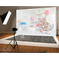 thumbnail image 1 of Polyester Fabric Party Balloons Backdrop 7x5ft Photography Backdrop Paper Flowers Decoration Interior Droplight White Wall Studio Photos Video Props Children Baby Kids Portraits, 1 of 3