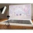 thumbnail image 1 of Polyester Fabric Photography Backdrop 7x5ft Baby 1st Birthday Party Paper Flowers Decoration Balloons Cute Bunny Children Kids Baby Portraits Props Shooting Video Studio, 1 of 3