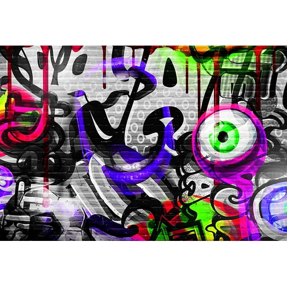 Polyester Fabric Photography Backdrops Colorful Graffiti Backgound for Studio Photo Props 5x7ft