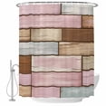 thumbnail image 1 of Polyester Fabric Pink Brown Vintage Shower Curtain, Retro Farmhouse Elegant Pastoral Waterproof Bathtub Curtain Bathroom Decor Set with Hooks 72 x 78 Inches, 1 of 6