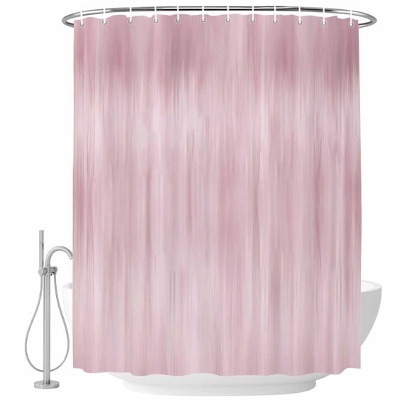 Polyester Fabric Pink Shower Curtain, Modern Abstract Art Ombre Striped Waterproof Bathtub Curtain Bathroom Decor Set with Hooks 72 x 84 Inches