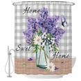 thumbnail image 1 of Polyester Fabric Purple Lavender Shower Curtain, Spring Butterfly Daisy Watercolor Gray Waterproof Bathtub Curtain Bathroom Decor Set with Hooks 48 x 72 Inches, 1 of 6