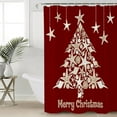 thumbnail image 1 of Polyester Fabric Red Christmas Tree Shower Curtain, Xmas Coastal Starfish Shell, Waterproof Bathtub Curtain Bathroom Decor Set with Hooks 66 x 72 Inches,, 1 of 6