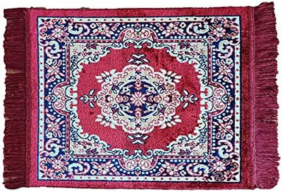 Polyester Fabric Red Meditation Prayer Mat (Approx. 24 x 24 Inch) Multi-Purpose Meditation Mat/Rug, Religious Spiritual Items, Home Aasan/Yoga/Meditation