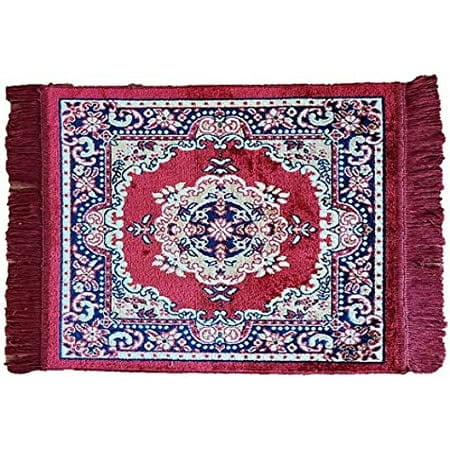 Polyester Fabric Red Meditation Prayer Mat (Approx. 24 x 24 Inch) Multi-Purpose Meditation Mat/Rug, Religious Spiritual Items, Home Aasan/Yoga/Meditation