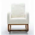 thumbnail image 1 of Polyester Fabric Rocking Chair with Side Pocket Mid-Century Modern Nursery Rocking Armchair Upholstered Tall Back Accent Glider Rocker for Living Room(White Teddy), 1 of 8