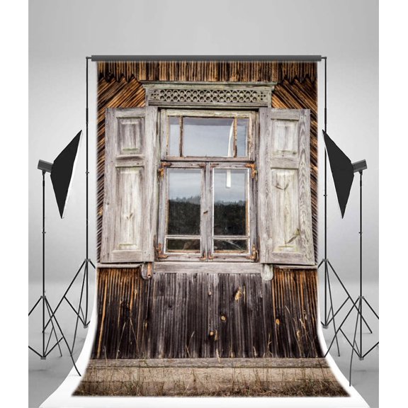 Polyester Fabric Shabby Window Backdrop 5x7ft Photography Backdrop Wooden Wall Photos Video Studio Props