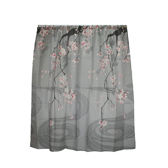 Polyester Fabric Shower Curtain Japanese Cherry Blossom Flower