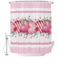 thumbnail image 1 of Polyester Fabric Valentine's Day Shower Curtain, Pink Love Heart Eucalyptus Leaves Striped Waterproof Bathtub Curtain Bathroom Decor Set with Hooks 54 x 78 Inches, 1 of 6