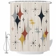 thumbnail image 1 of Polyester Fabric Yellow Diamond Shower Curtain, Modern Geometric Middle Century Beige Waterproof Bathtub Curtain Bathroom Decor Set with Hooks 54 x 78 Inches, 1 of 6