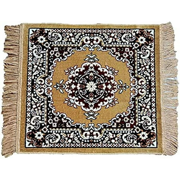 Polyester Fabric Yellow Meditation Prayer Mat (Approx. 24 x 24 Inch) Multi-Purpose Meditation Mat/Rug, Religious Spiritual Items, Home Aasan/Yoga/Meditation