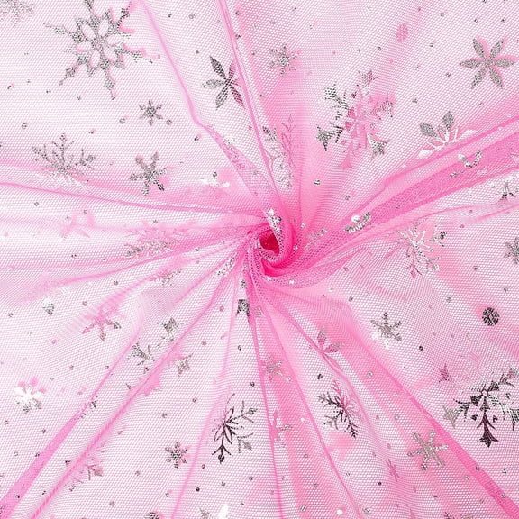 Polyester Fabric for Photography Props Clothing Accessories Snowflake Pattern Deep Pink 170cm