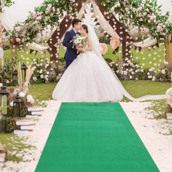 Polyester Fiber Green Carpet Aisle Runner for Wedding Ceremony 333ft