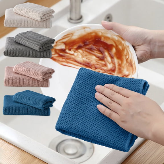 Polyester Fiber Cloth 30x30cm Thickened Microfiber Cleaning Cloth Super Soft & Absorbent Waffle Weave Kitchen Towel for Dishes & Furniture 1 Piece(Beige) Rkxzt