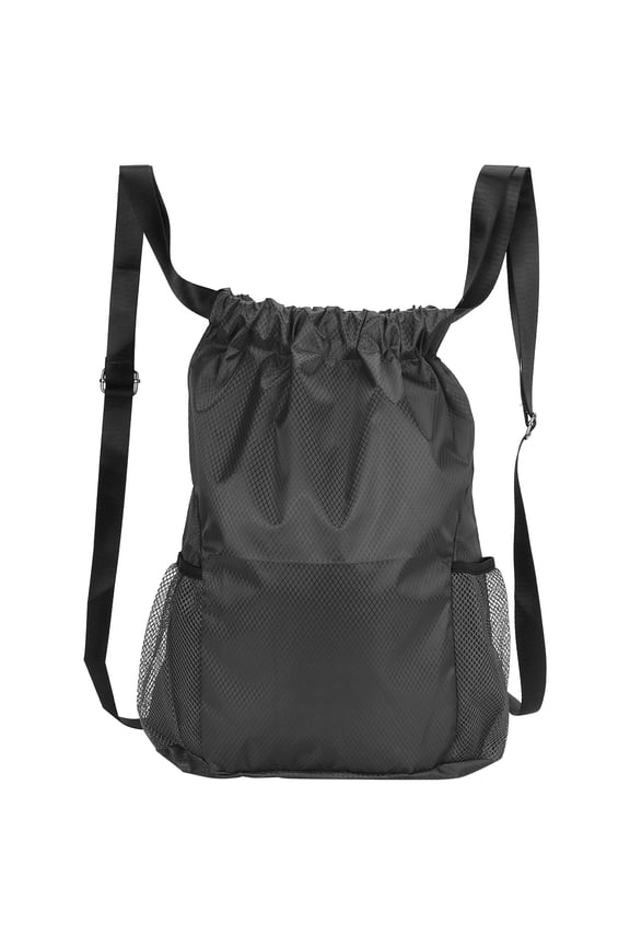 Polyester Fiber Drawstring Shoulder Thickened Beam Storage Bag Waterproof BackpackBlack