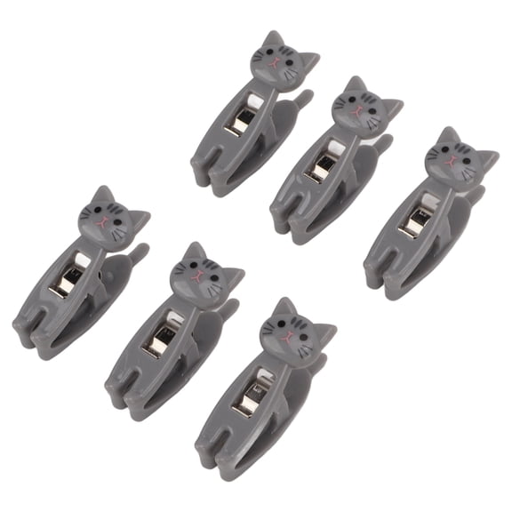 Polyester Fiber Fill 6Pcs Cat Snack Clips Metal Spring Firm Grip Food Bag Clip, Cute Food Clips, Snack Bag Clips, Food Bag Snack Clip, Food Clips, Sealing Chip Clips
