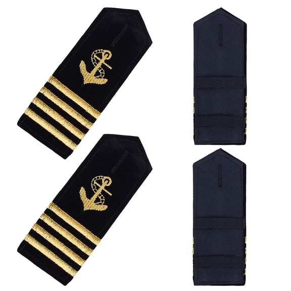 Polyester Fiber Sailor Epaulettes Rectangle Black 135x50mm