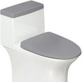 thumbnail image 1 of Polyester Fibre Toilet Lid Cover,Toilet Tank Lid Cover,Bathroom Soft Seat Toilet Cover Set Plush, with Elastic Bottom, Machine Wash,Grey, 1 of 6