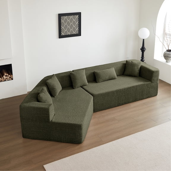 Polyester Filled Sectional Couch / Soft Support, Breathable Fabric, Stress-Free Setup