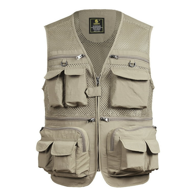 Polyester Fishing Vest Available in Black, Army Green, and Khaki