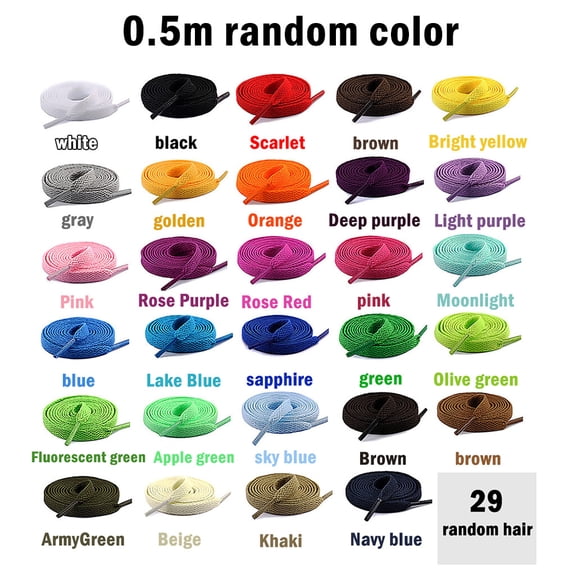 Polyester Flat Shoelaces Replacement Cord Shoe Lace for Running Shoes/Boots/Skates Color Random