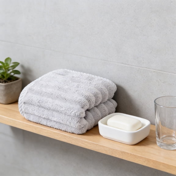 Polyester Fleece Bath Towel Thickened Soft Absorbent,Fast-Drying and Durable Bathroom Towel for Body and Hands,Anti-Pilling and Deformation Resistant for Home,Gym,Spa,Daily Use-Gray
