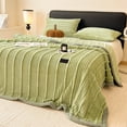 thumbnail image 1 of Polyester Fleece Blanket | Thickened Coral Fleece Throw for Sofa & Bed | Striped Design | 47.24x78.74 in | Soft, Warm, Cozy Nap Shawl | Multiple Colors | 1 Pack, 1 of 6