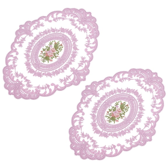 Polyester Flower Coasters Cup Mats for Table Toppers Home Decoration White 438x326x1mm