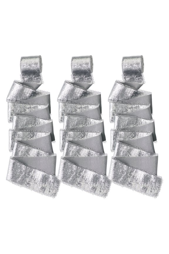 Polyester Frayed Ribbon Fringe Raw Edges Ribbon for Wedding Invitations Bouquets Gift Wrapping Gainsboro 1-1/2 inch(38mm) 5 yards/roll