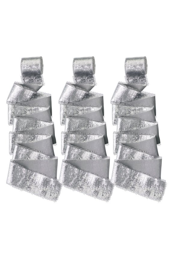 Polyester Frayed Ribbon Fringe Raw Edges Ribbon for Wedding Invitations Bouquets Gift Wrapping Gainsboro 1-1/2 inch(38mm) about 5 yards/roll