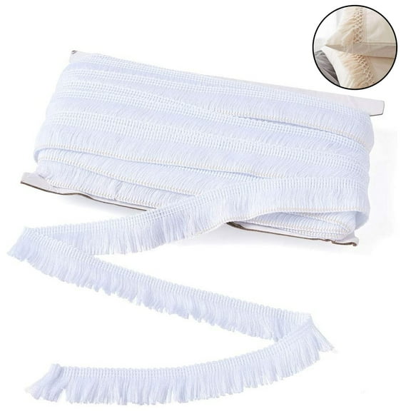 Polyester Fringe Tassel Lace Trim Chainette Fringe Fibre Trim Tan for Sewing Quilting Clothes Accessories Lampshade Curtain Home Decoration,White