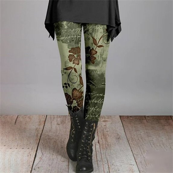 Polyester Full-Length Floral Cargo Pants for Women Ethnic Women's Autumn And Winter Leggings Artistic Splash Printed Soft Stretchy M