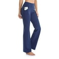 thumbnail image 1 of Polyester Full-Length Yoga Cargo Pants for Women Blue Activewear Solid Color High Waist Flare Leggings Wide Straight Leg Sports Trousers Flared With Pocket Pilates Fitness L, 1 of 9