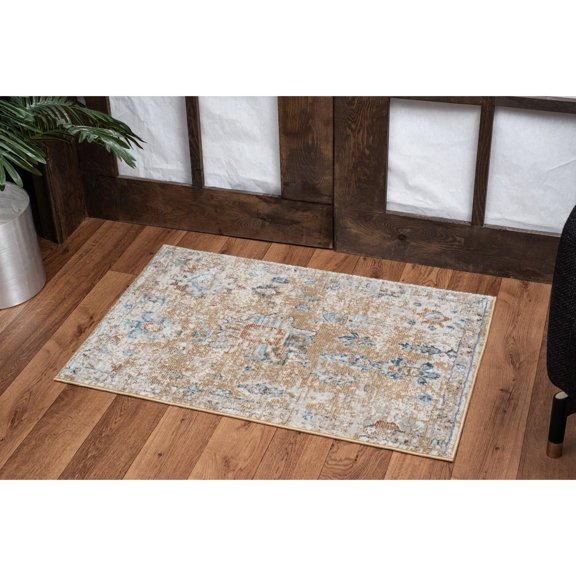 Polyester Gold Area Rug / Stain-Resistant, Ideal for Home Decor