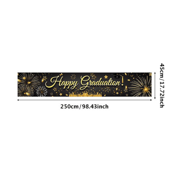 Polyester Graduation Banner Decorative Event Congratulations Background for Ceremony Party Indoor