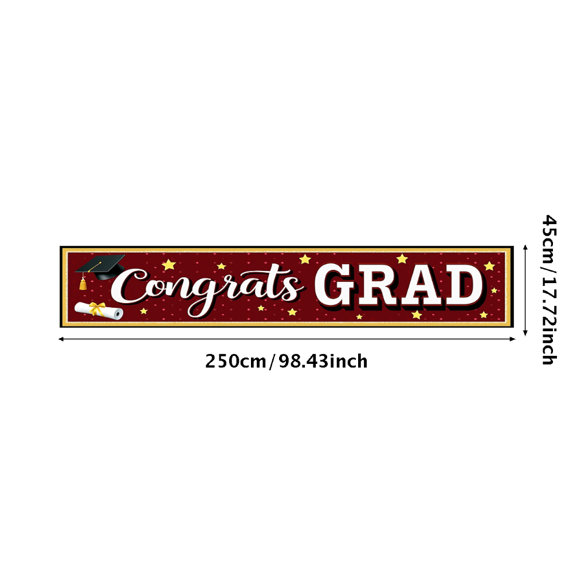 Polyester Graduation Banner Lightweight Celebration Backdrop for School Event Graduation Party Indoor Decoration