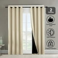 thumbnail image 1 of Grommet Thermal Insulated Blackout Curtains, Heavy Noise Reducing Winter Panels, 52" W x 84" L, Set of 2, Beige, 1 of 6