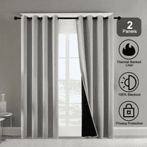 Grommets Blackout Gray Curtains, 52" W x 84" L 2 Panels