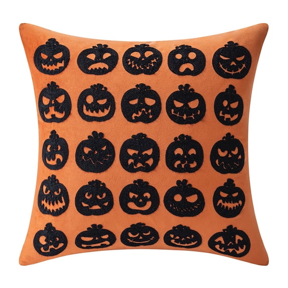 Polyester Halloweens Pillow Case Machine Washable Embroidery Artwork for Sofa Bed Office Styling