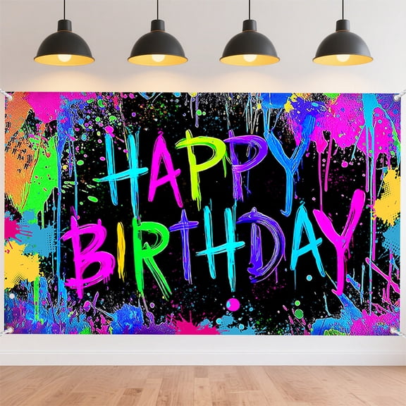 Polyester Hanging Banner Sign Rectangle Party Decoration Supplies for DIY Celebration Backdrop Word Mixed Color 1100x1800mm