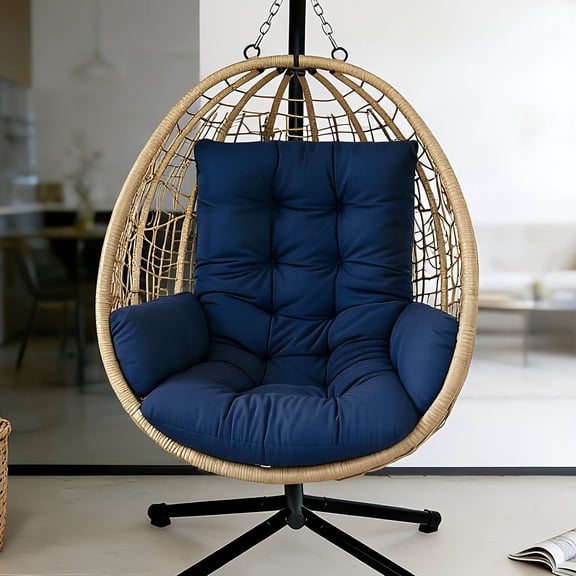 Polyester Hanging Egg Swing Seat Cushion, Soft Supportive Replacement Pad for Indoor Outdoor Rattan Hammock Chair, Comfort Backrest Mat for Patio Balcony Porch Garden Lounging