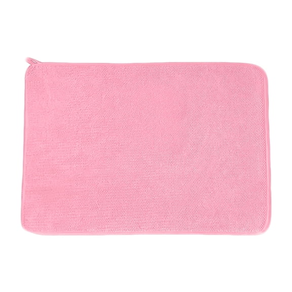 Polyester Ice Silk Absorbent Ultra-Fine Fiber Kitchen Countertop Mat; Dienrx Bowl And Dish Drying Pad Pink 40 * 30Cm; Ultra Fine Fiber Dishwashing Mat