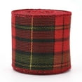 thumbnail image 1 of Polyester Imitation Linen Ribbon Linen Wired Edge Ribbon Tartan Pattern for DIY Crafts Christmas Wedding Home Decoration Red 2-3/8 inch(60mm) 5m/roll(5.5 yards/roll), 1 of 3