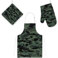 thumbnail image 1 of Polyester Insulation Kitchen Oven Mitts Potholder Apron 3Pcs Set Camouflage Pattern Non Slip Heat Resistant Gloves for Baking Cooking BBQ, 1 of 7