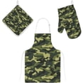 thumbnail image 1 of Polyester Insulation Kitchen Oven Mitts Potholder Apron 3Pcs Set Camouflage Pattern Non Slip Heat Resistant Gloves for Baking Cooking BBQ, 1 of 7