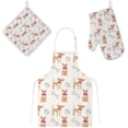 thumbnail image 1 of Polyester Insulation Kitchen Oven Mitts Potholder Apron 3Pcs Set Cute Dogs and Bones Paws Non Slip Heat Resistant Gloves for Baking Cooking BBQ, 1 of 7